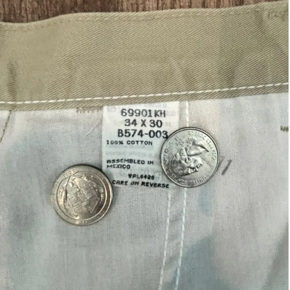 Vintage Timber Creek Wrangler Pleated Chino Pants Mens 34x30 Sage Khaki